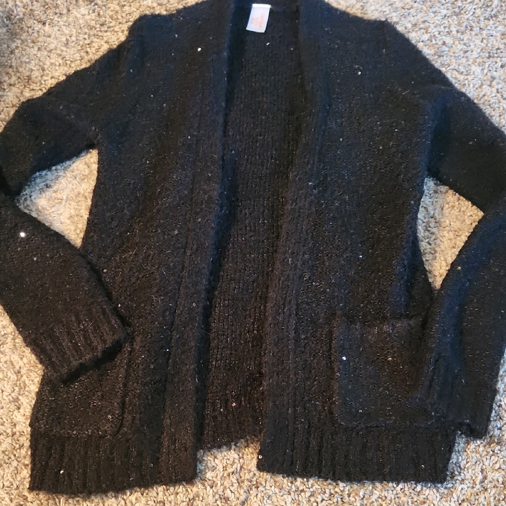 Cat & Jack Black Chunky Knit Cardigan Sweater